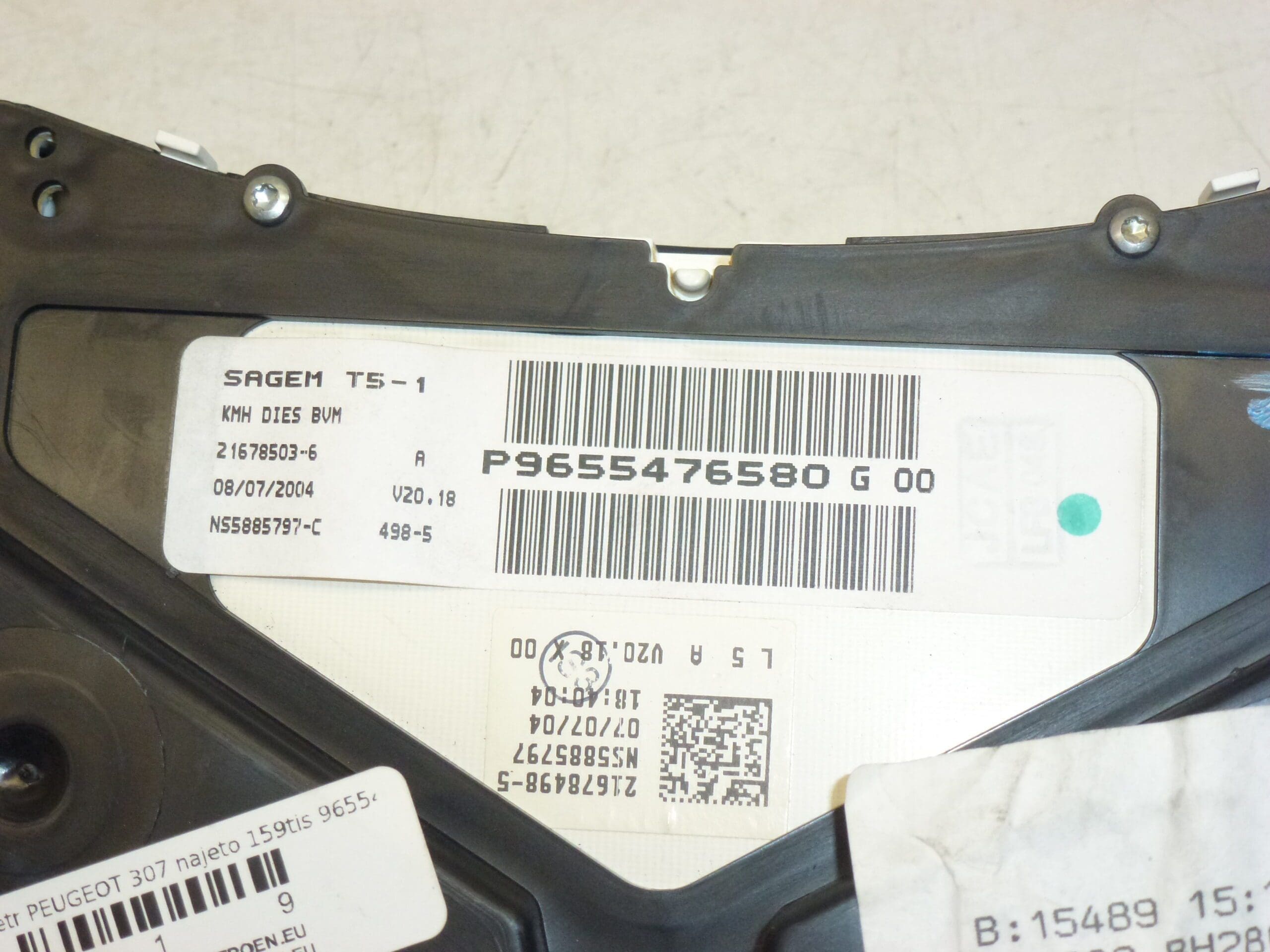 Compteur de vitesse Peugeot 307 186 mille km 9655476580G00
