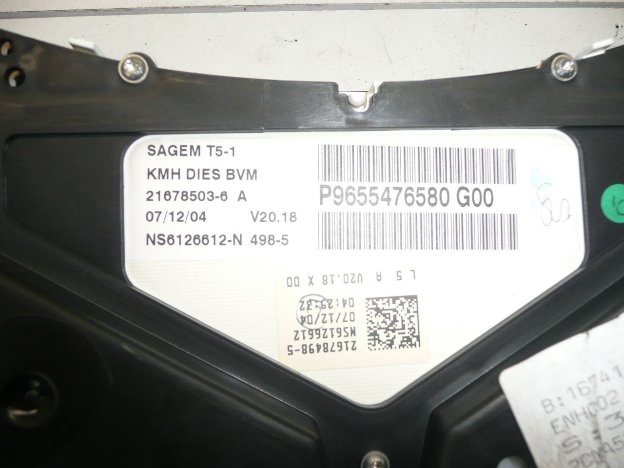 Tachymètre Peugeot 307 198tis km 9655476580 G00